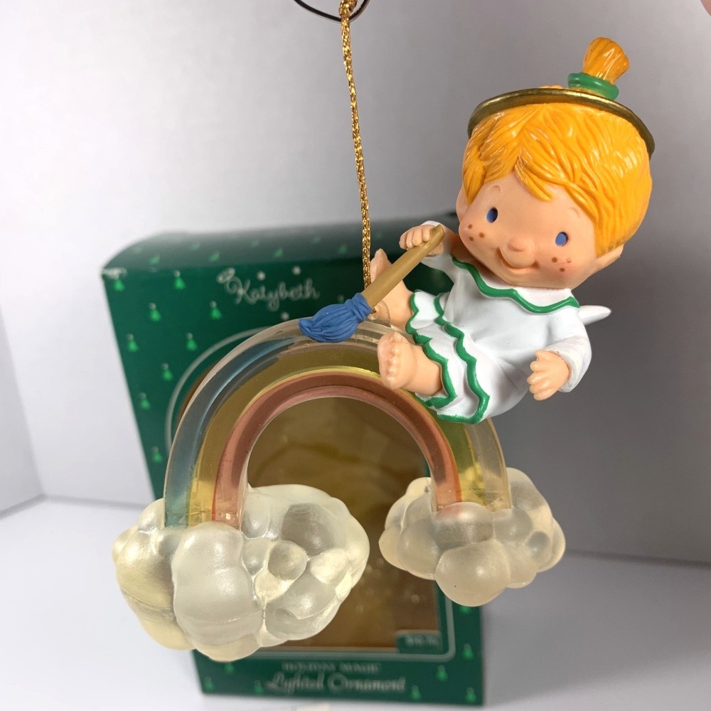 Hallmark 1985 Vintage‎ Katybeth Holiday Magic Lighted Ornament Angel Rainbow